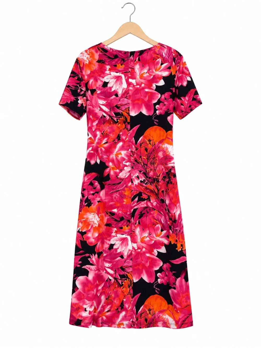 Elementz Floral Wrap Dress Size M Pink Black